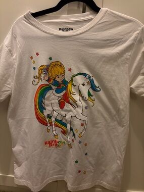 Rainbow Brite adult White Short-Sleeve Tee with Rainbow Brite Unicorn Graphic XL